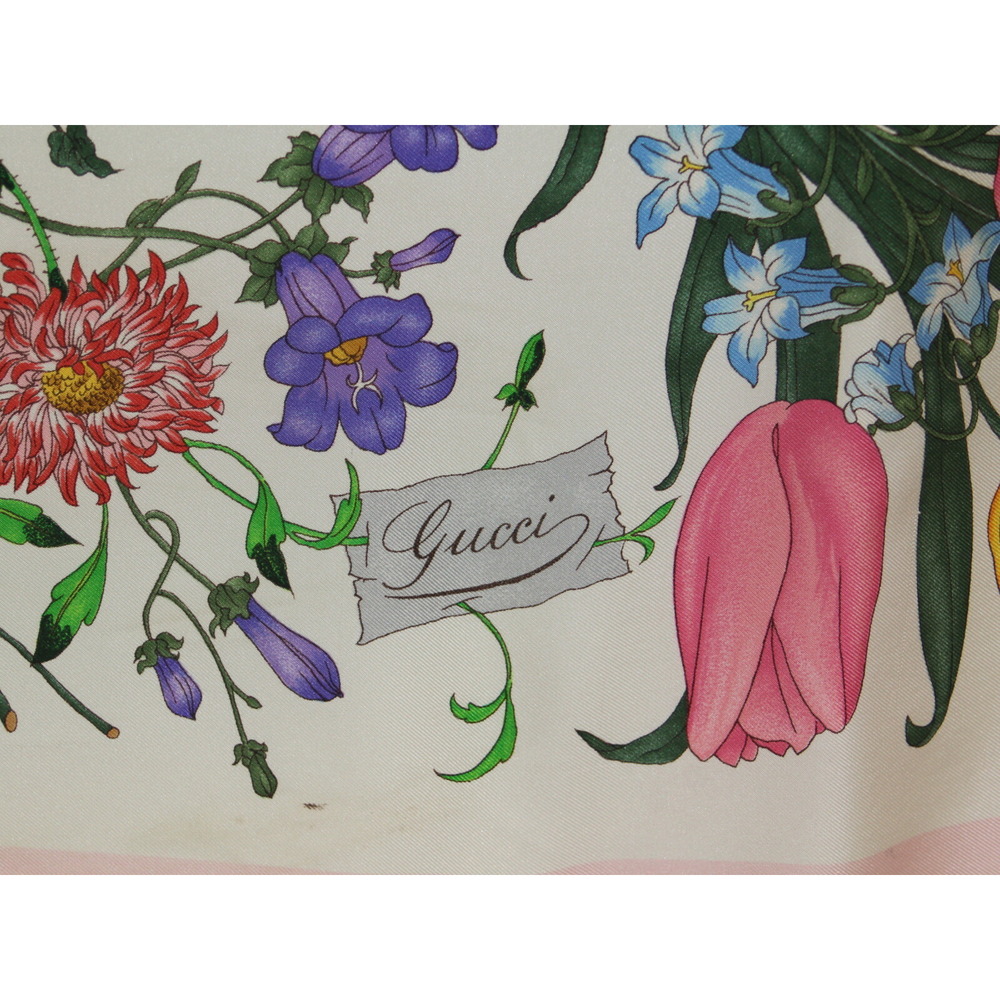 Gucci Flora Scarf Silk Pink Green Yellow - Picture 4 of 8
